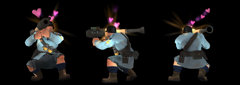 Various images of BLU Soldier, equipped with the Justice Johns, before July 25, 2024 Patch #1